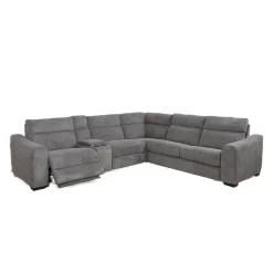 Sectionnel-lit inclinable électrique gris avec console - 6 mcx