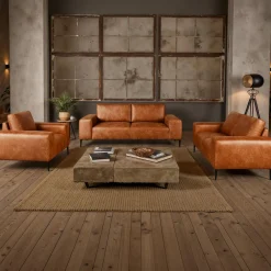 Sofa avec assises profondes et accoudoirs carrés