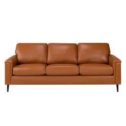 Sofa en cuir véritable - cognac