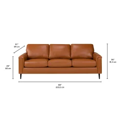 Sofa en cuir véritable - cognac