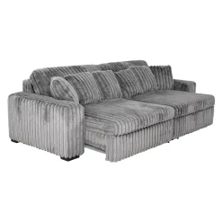 Sofa en velours côtelé avec 2 sièges coulissants électriques