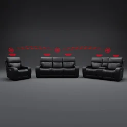 Sofa inclinable électrique avec appuis-tête ajustables, siège rabattable et système de son immersif