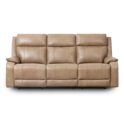 Sofa inclinable électrique en cuir avec appuis-tête ajustables - taupe