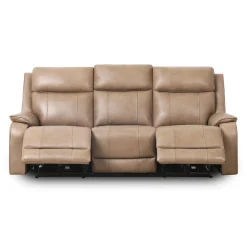 Sofa inclinable électrique en cuir avec appuis-tête ajustables - taupe