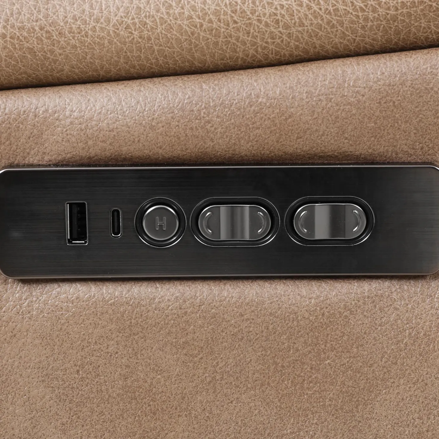 Sofa inclinable électrique en cuir avec appuis-tête ajustables - taupe
