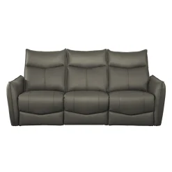 Sofa inclinable électrique en cuir véritable à 3 moteurs - appuis-tête, repose-pieds et soutien lombaire