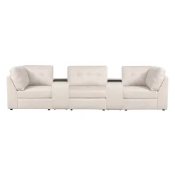 Sofa modulaire beige avec 2 consoles - 5 mcx
