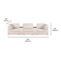 Sofa modulaire beige avec 2 consoles - 5 mcx