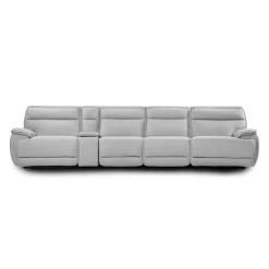 Sofa modulaire inclinable électrique, appuis-tête ajustables, console avec système audio et 2 sièges avec dossiers rabattables - 5 mcx