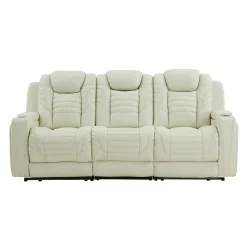 Sofa modulaire inclinable électrique en cuir véritable avec appui-têtes ajustables, dossier rabattable et éclairage DEL – 3 mcx