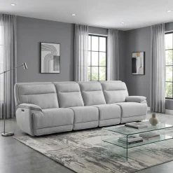 Sofa modulaire inclinable électrique, appuis-tête ajustables et 2 sièges avec dossiers rabattables - 4 mcx