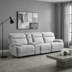 Sofa modulaire inclinable électrique, appuis-tête ajustables, console avec système audio et siège avec dossier rabattable - 4 mcx
