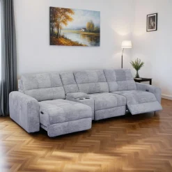 Sofa modulaire électrique inclinable avec 1 siège coulissant et console - 4 mcx