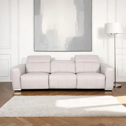 Sofa modulaire électrique inclinable en cuir véritable avec appui-têtes ajustables – 3 mcx
