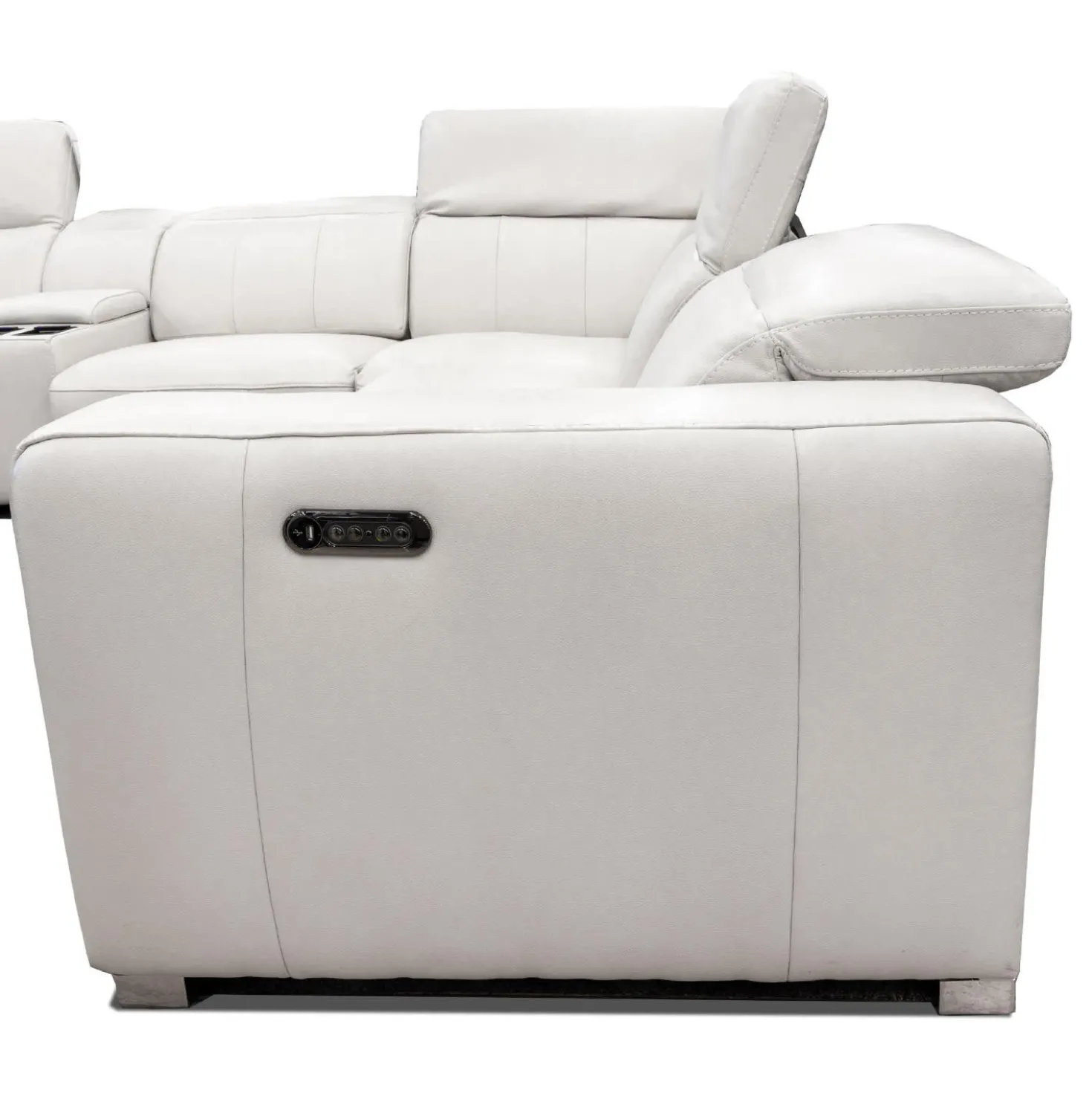 Sofa modulaire électrique inclinable en cuir véritable avec appui-têtes ajustables – 3 mcx