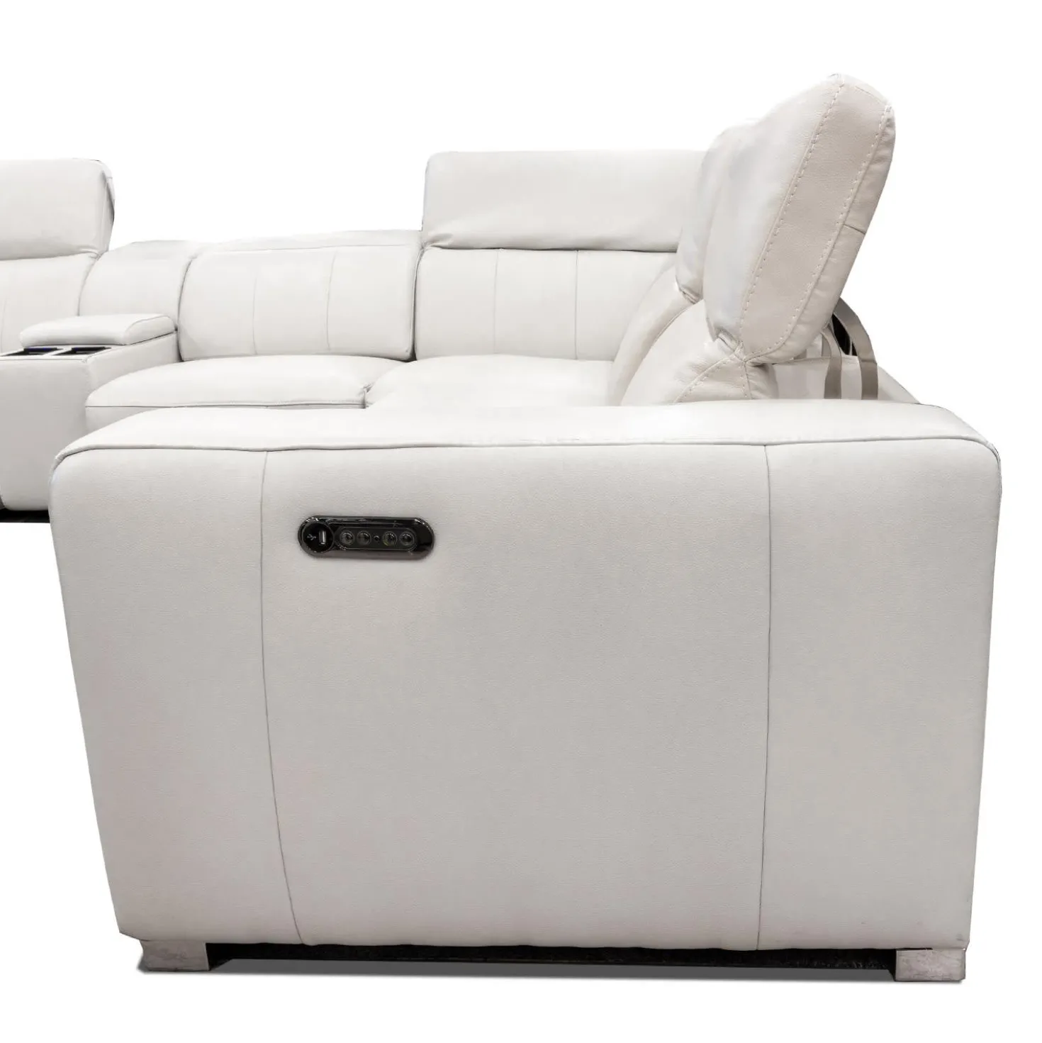 Sofa modulaire électrique inclinable en cuir véritable avec appui-têtes ajustables – 3 mcx