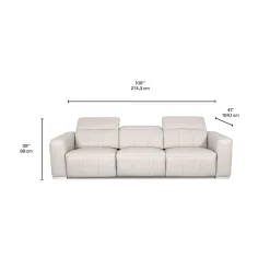 Sofa modulaire électrique inclinable en cuir véritable avec appui-têtes ajustables – 3 mcx