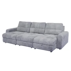 Sofa modulaire électrique avec 2 sièges coulissants et chaise longue à droite avec rangement - 3 mcx