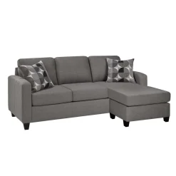 Sofa-lit réversible avec chaise longue - gris charbon