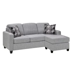 Sofa-lit réversible avec chaise longue - gris