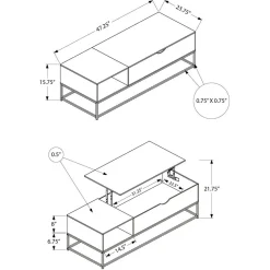 Table à café rectangulaire avec plateau relevable 48