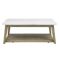 Table à café rectangulaire avec plateau en marbre blanc