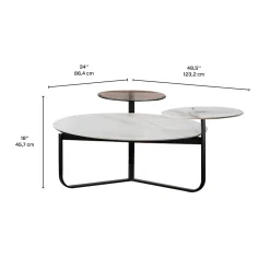 Table à café ronde en pierre sintérisée à 3 paliers
