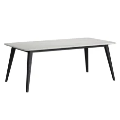 Table à manger avec plateau effet marbre blanc