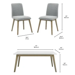 Table à manger avec plateau en marbre blanc et 6 chaises - gris