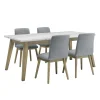 Table à manger avec plateau en marbre blanc et 4 chaises - gris
