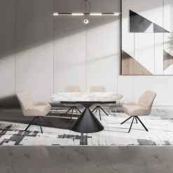 Table à manger ovale convertible extensible avec piédestal - 63"