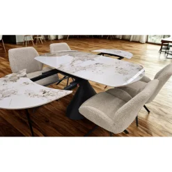 Table à manger ovale convertible extensible avec piédestal - 63