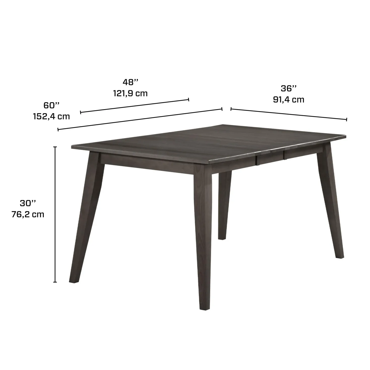 Table à manger rectangulaire extensible (48" à 60") avec 4 chaises - ardoise