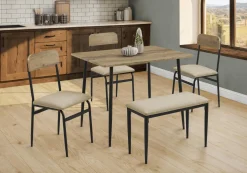 Table à manger rectangulaire avec 3 chaises et 1 banc