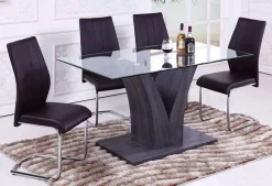 Table à manger rectangulaire en verre 60"