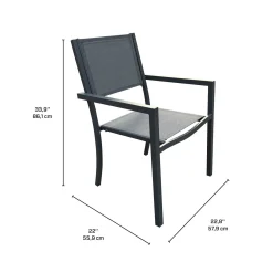 Table à manger rectangulaire d’extérieur en métal et 4 chaises