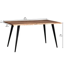 Table à manger rectangulaire en bois massif 58