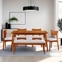 Table à manger rectangulaire extensible en bois massif 48