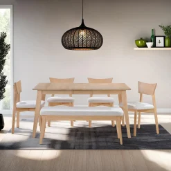 Table à manger rectangulaire extensible (54" à 70") avec 4 chaises - grège