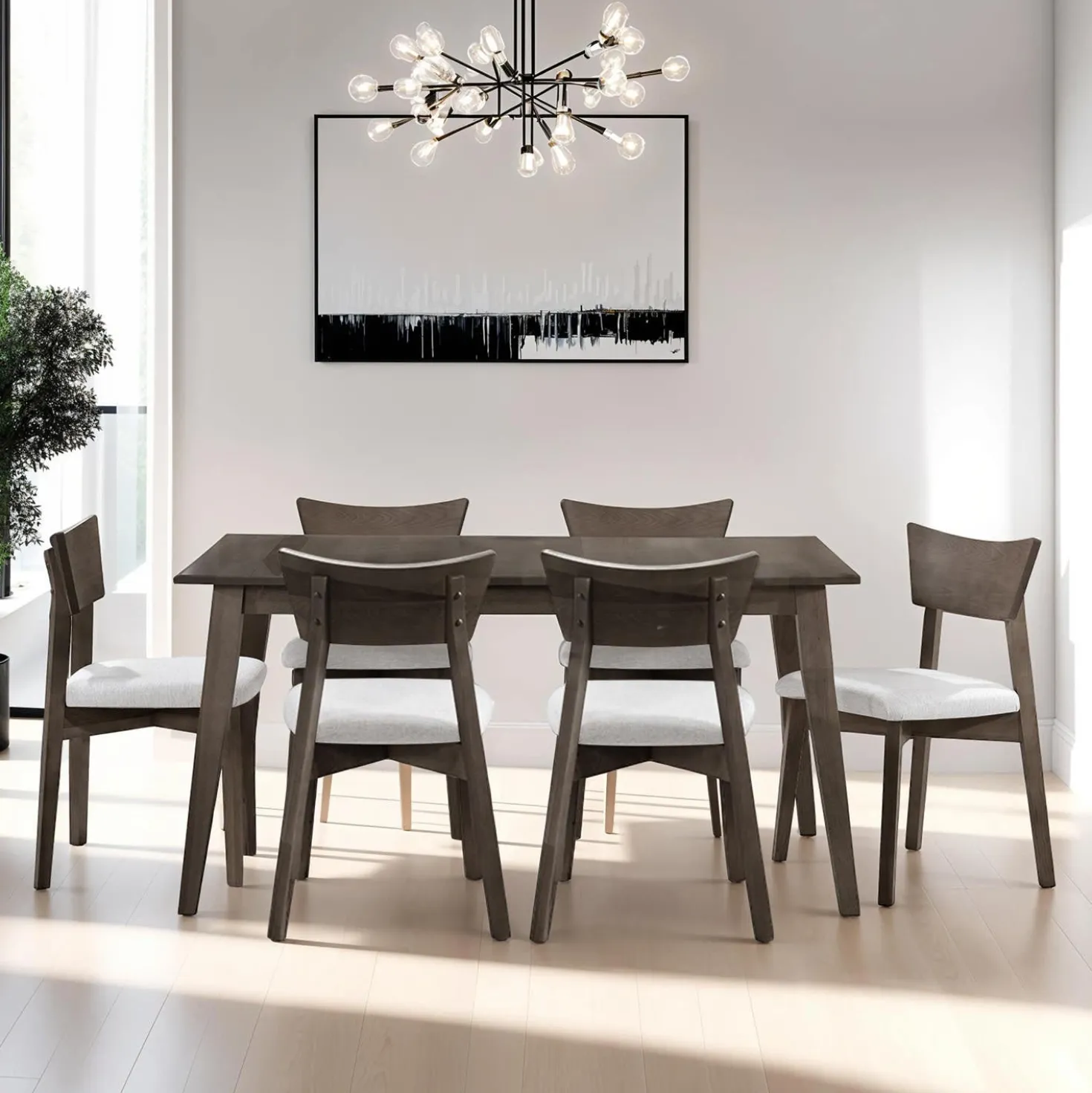 Table à manger rectangulaire extensible (48" à 60") avec 6 chaises - ardoise