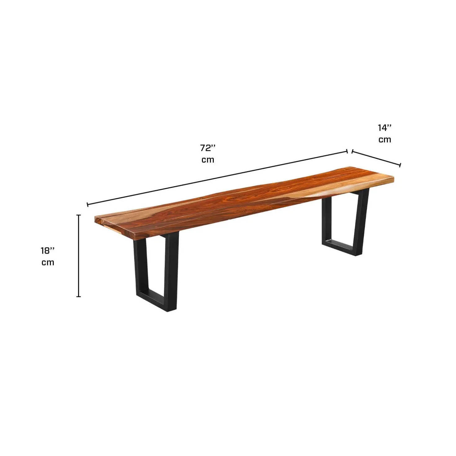 Table à manger rectangulaire en bois massif, 4 chaises et banc - 72"