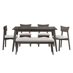 Table à manger rectangulaire extensible (48" à 60") avec 4 chaises et banc - ardoise