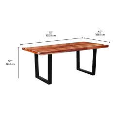 Table à manger rectangulaire en bois massif et 4 chaises- 72