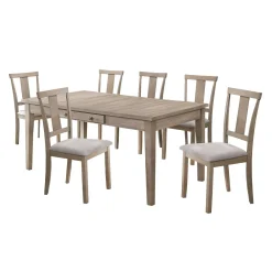 Table à manger rectangulaire avec rangement et 6 chaises - gris