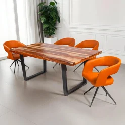Table à manger rectangulaire en bois massif et 4 chaises- 72"