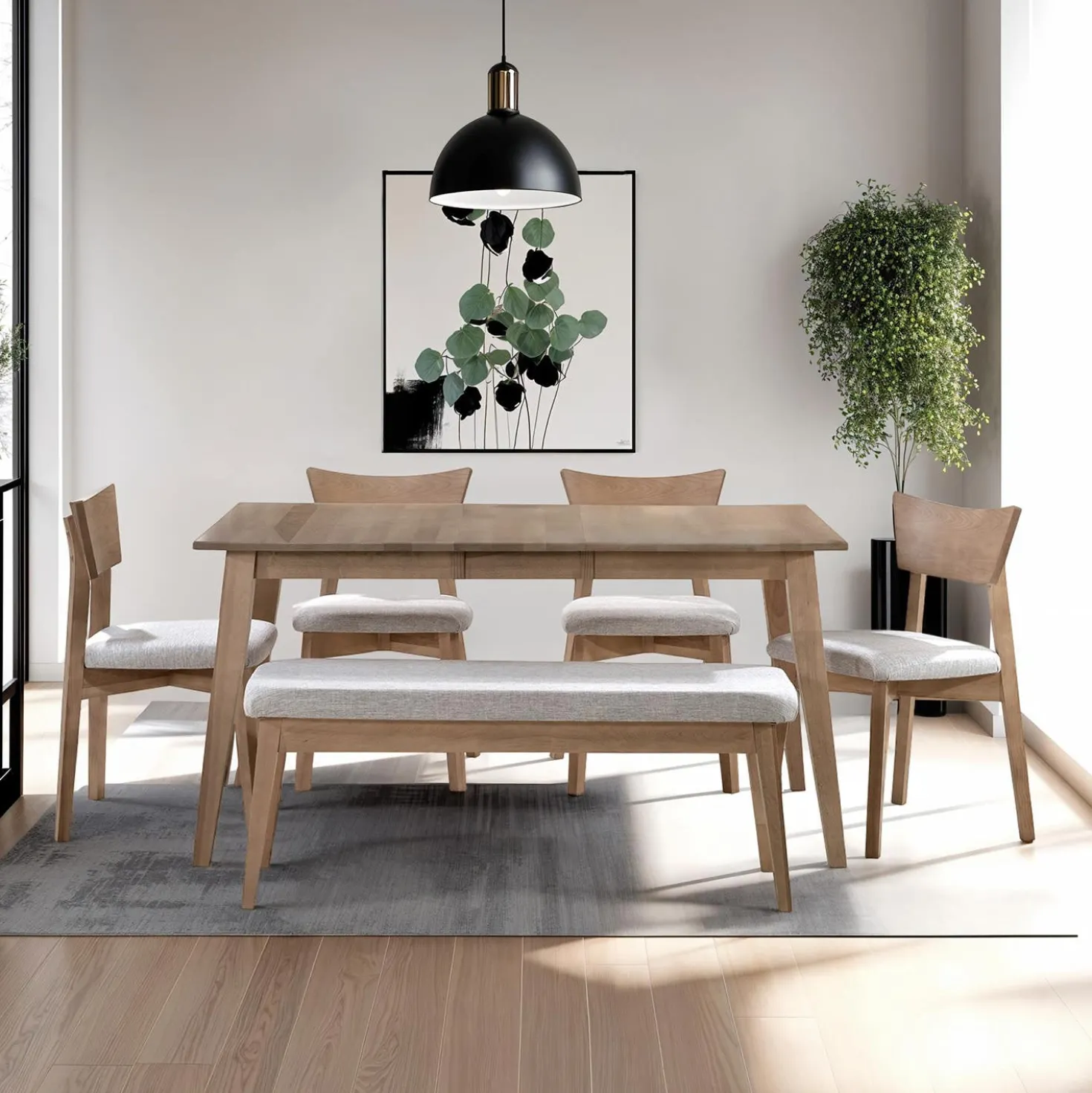 Table à manger rectangulaireextensible (54" à 70") - gris