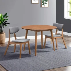 Table à manger ronde avec 2 chaises - gris