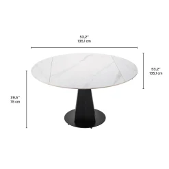 Table à manger ronde convertible extensible avec piédestal - 53