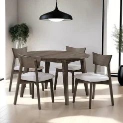 Table à manger ronde extensible en bois massif 48