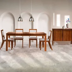 Table avec rallonge (54" à 70") et 4 chaises - brun